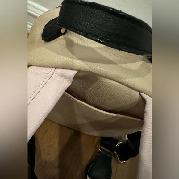 Betsey Johnson mini back pack black pink animal print Faux Leather heart purse - Picture 3 of 4